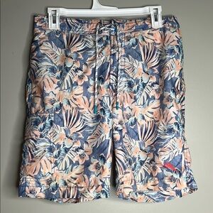 Tommy Bahama Floral Blue and Orange Men's Swim Shorts Small S/P